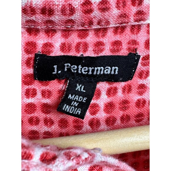 J Peterman Shirt Mens XL Red Dot Print Linen Short Sleeve Breathable Relaxed Fit - Picture 5 of 11